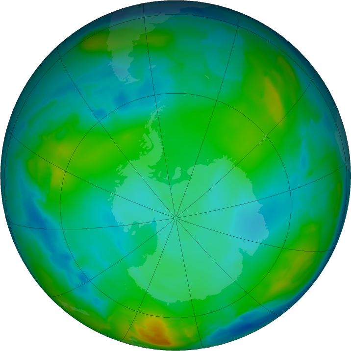 Antarctic ozone map for 20 June 2011